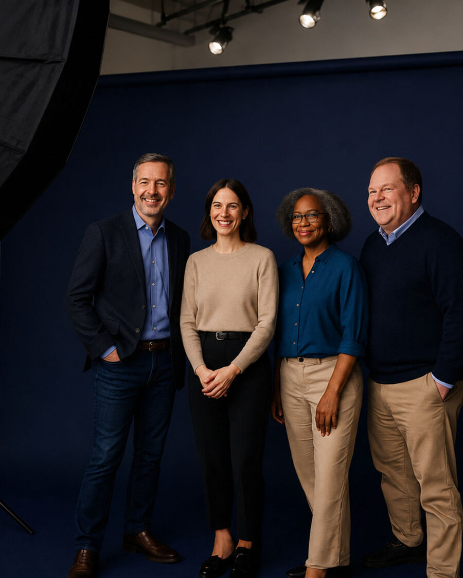 Studio group portrait on set