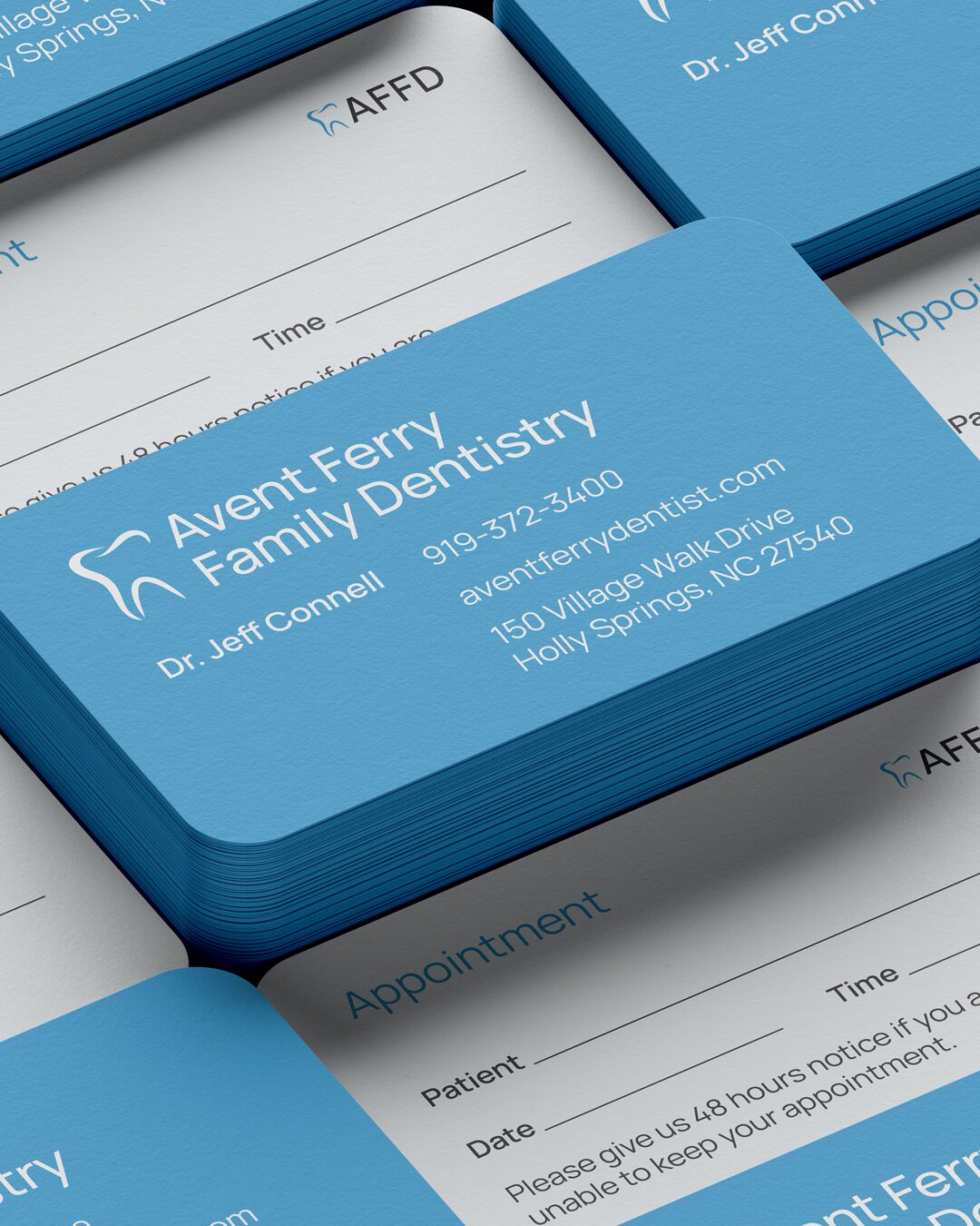 Business card mockup for Avent Ferry Family Dentistry