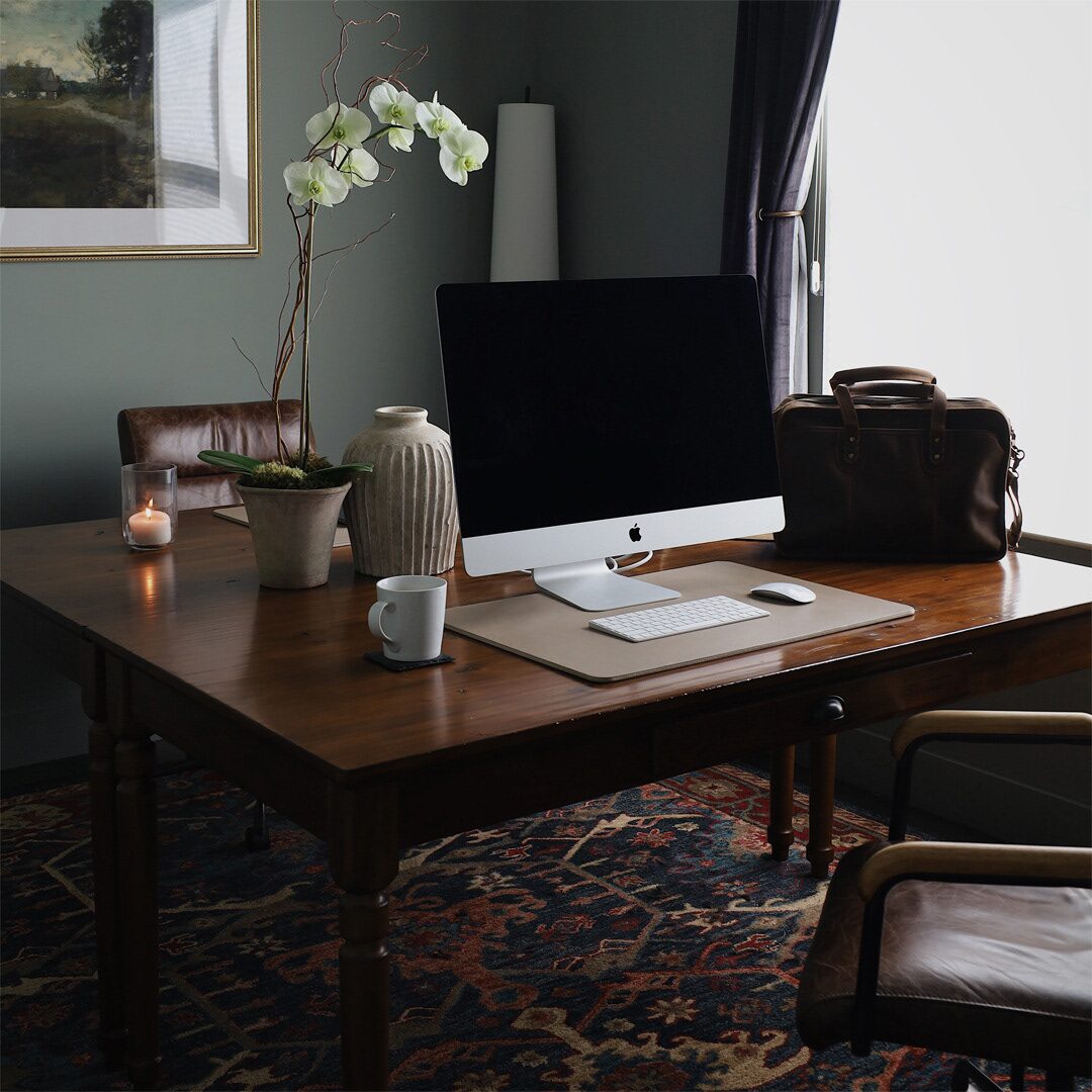 Styled home-office desk photo for the Semimade Home brand